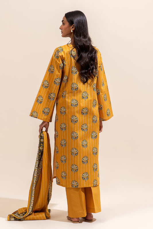 3 PIECE PRINTED LAWN SUIT-CANARY FLAIR ( UNSTITCHED)