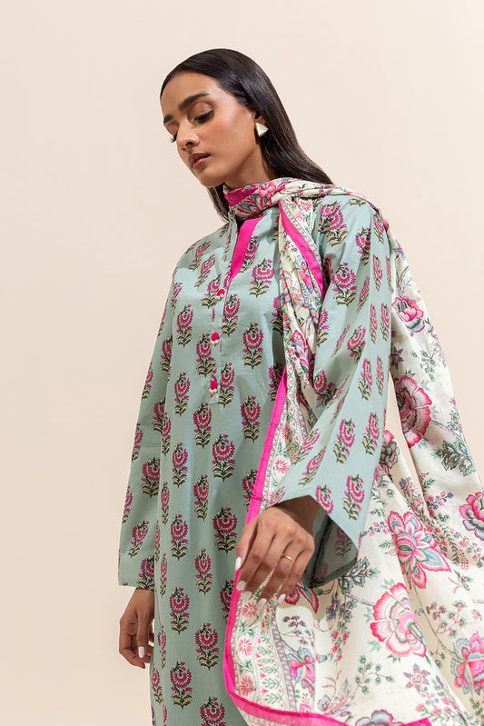 3 PIECE PRINTED LAWN SUIT-SAGE PETAL ( UNSTITCHED)