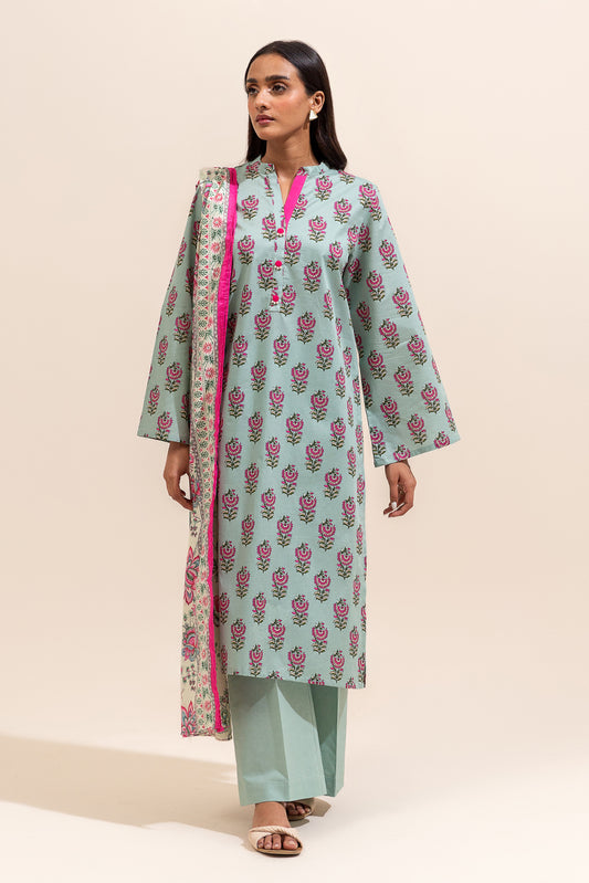 3 PIECE PRINTED LAWN SUIT-SAGE PETAL ( UNSTITCHED)