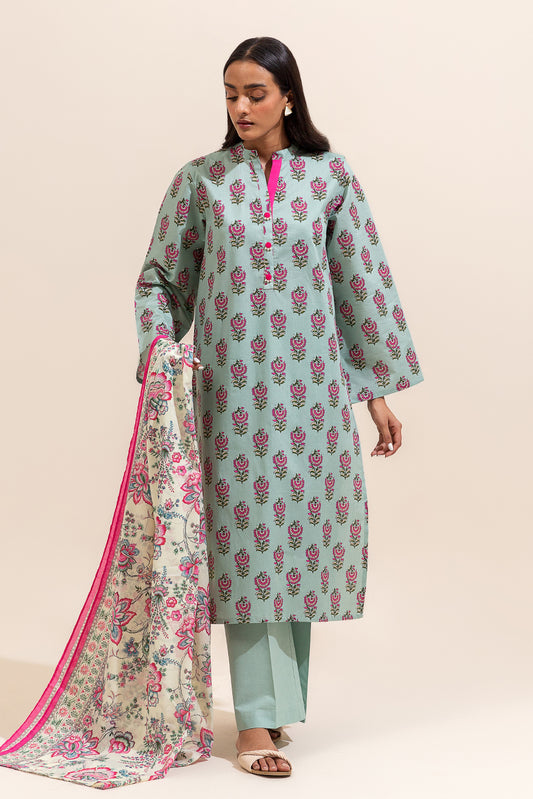 3 PIECE PRINTED LAWN SUIT-SAGE PETAL ( UNSTITCHED)