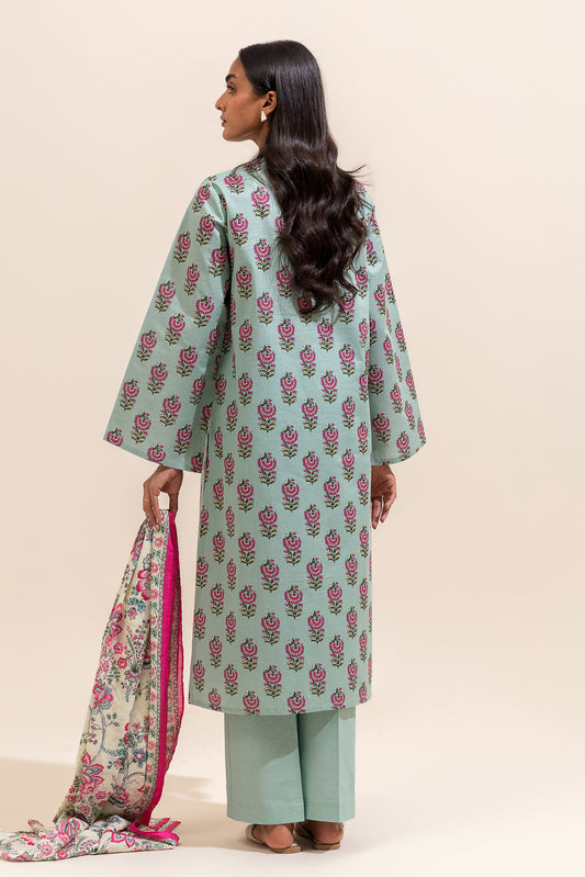 3 PIECE PRINTED LAWN SUIT-SAGE PETAL ( UNSTITCHED)