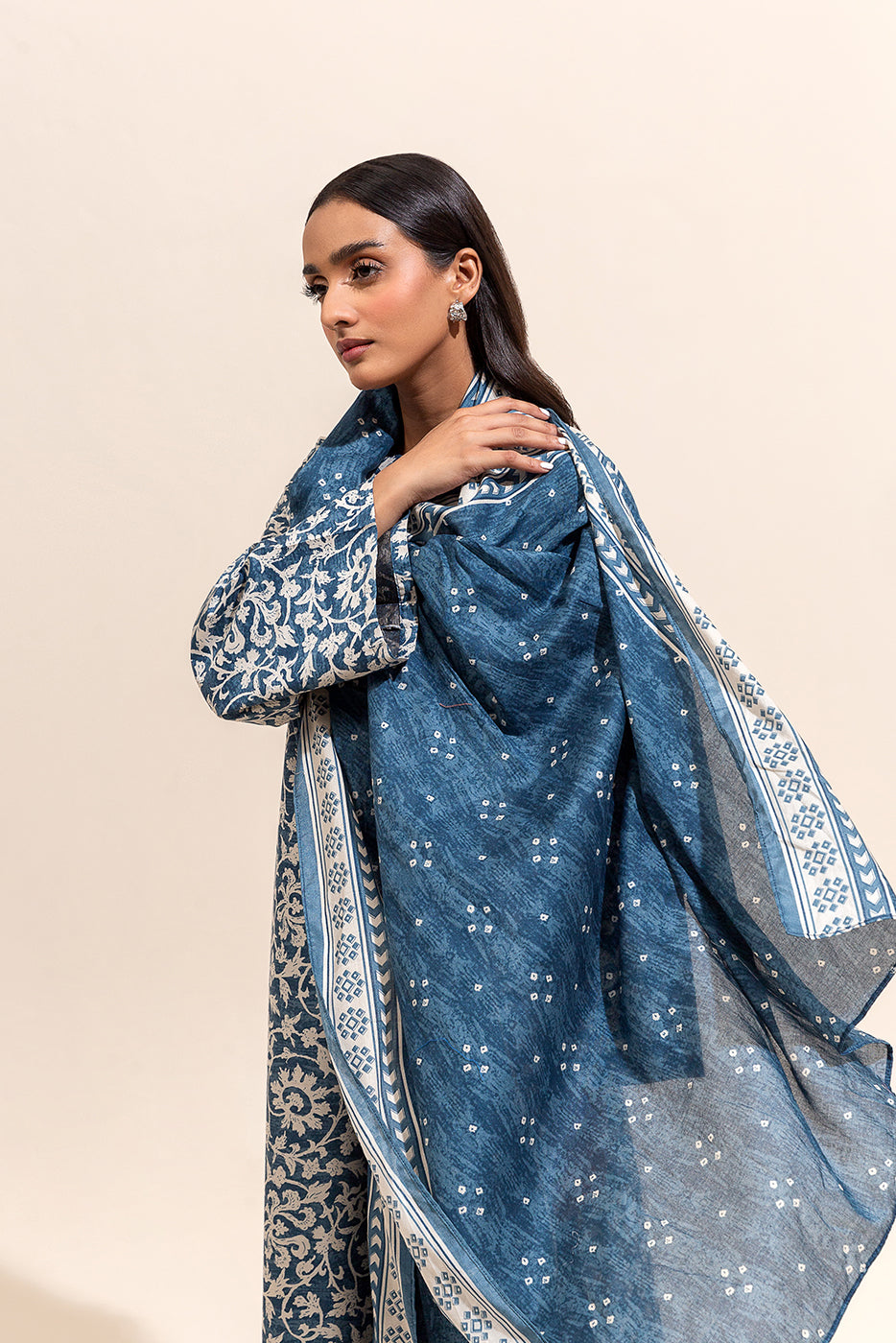 3 PIECE PRINTED LAWN SUIT-MIDNIGHT BLOOM ( UNSTITCHED)