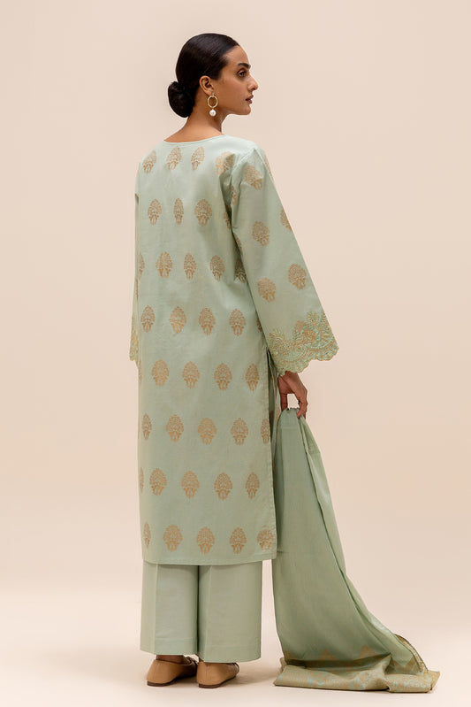 3 PIECE EMBROIDERED JACQUARD SUIT-LAUREL GOLD (UNSTITCHED)