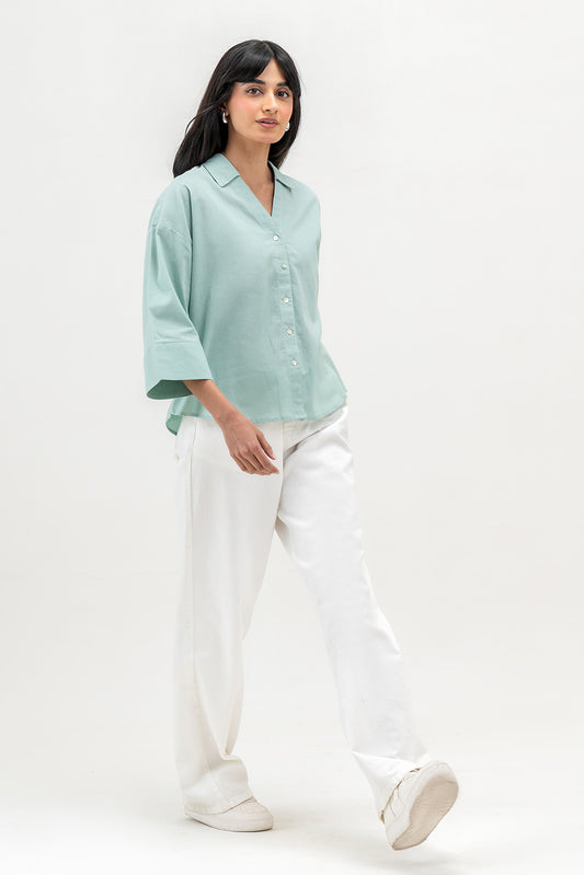 V-NECK BUTTON-THROUGH SHIRT