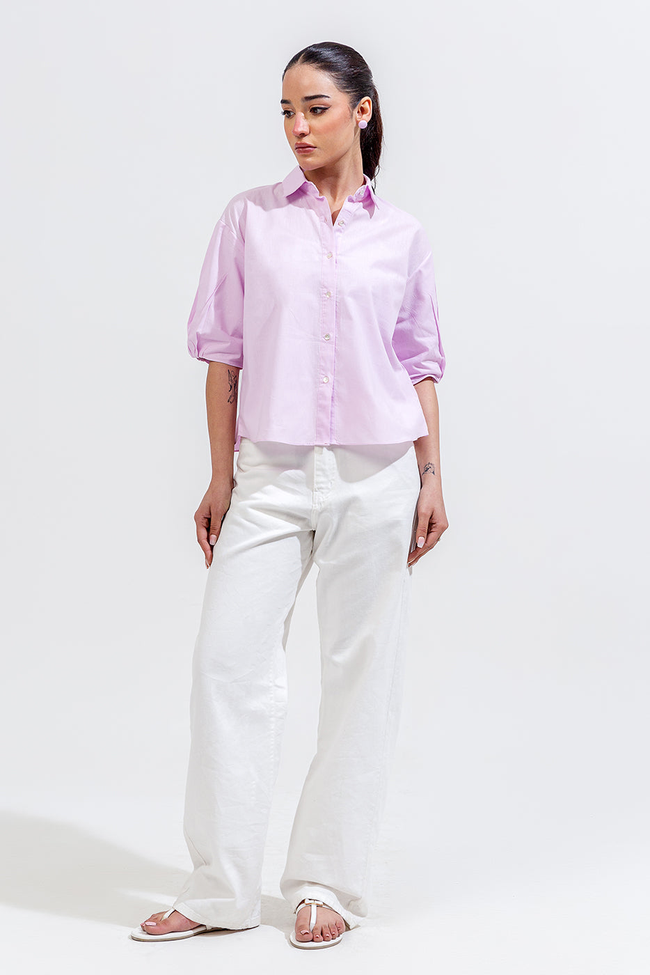 CROPPED BUTTON-THROUGH SHIRT