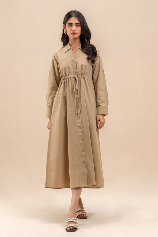 BUTTON-THROUGH COLLAR DRESS