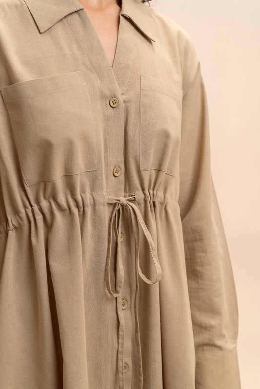 BUTTON-THROUGH COLLAR DRESS