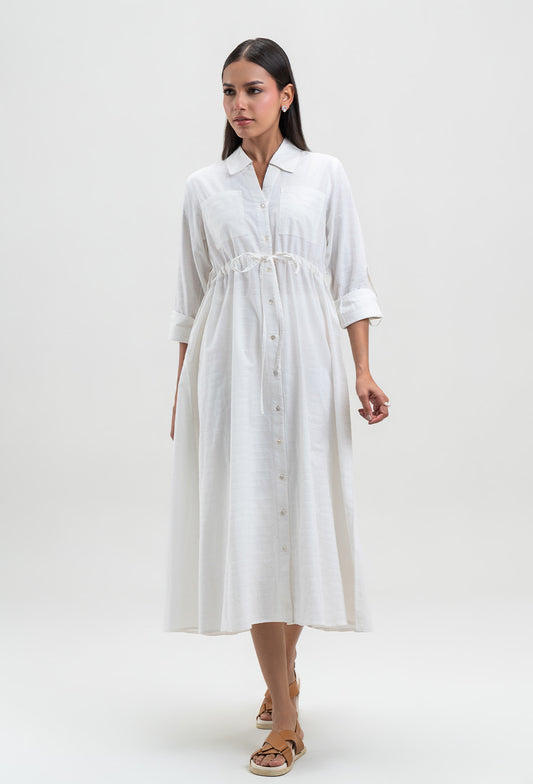 SOLID COLLAR DRESS