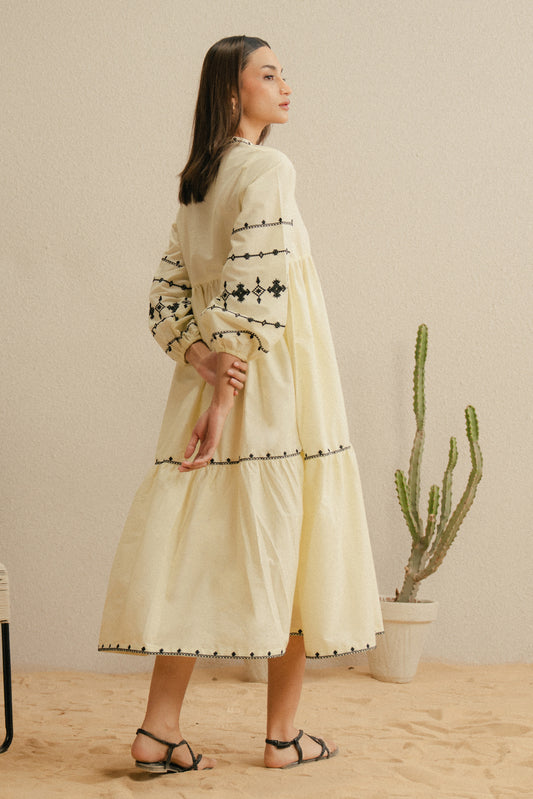 EMBROIDERED TIER DRESS