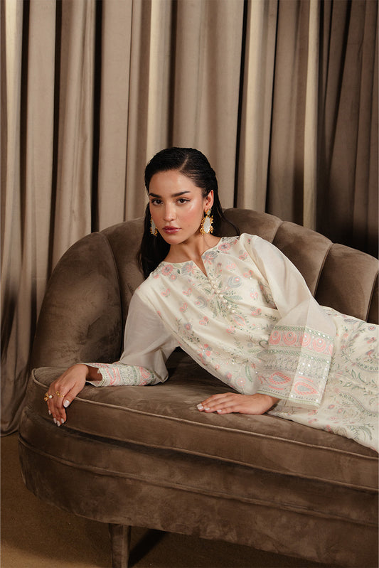 2 PIECE EMBROIDERED PAPER COTTON SUIT (LUXURY-PRET)