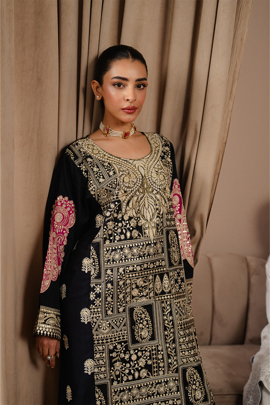 2 PIECE EMBROIDERED RAW SILK SUIT (LUXURY-PRET)