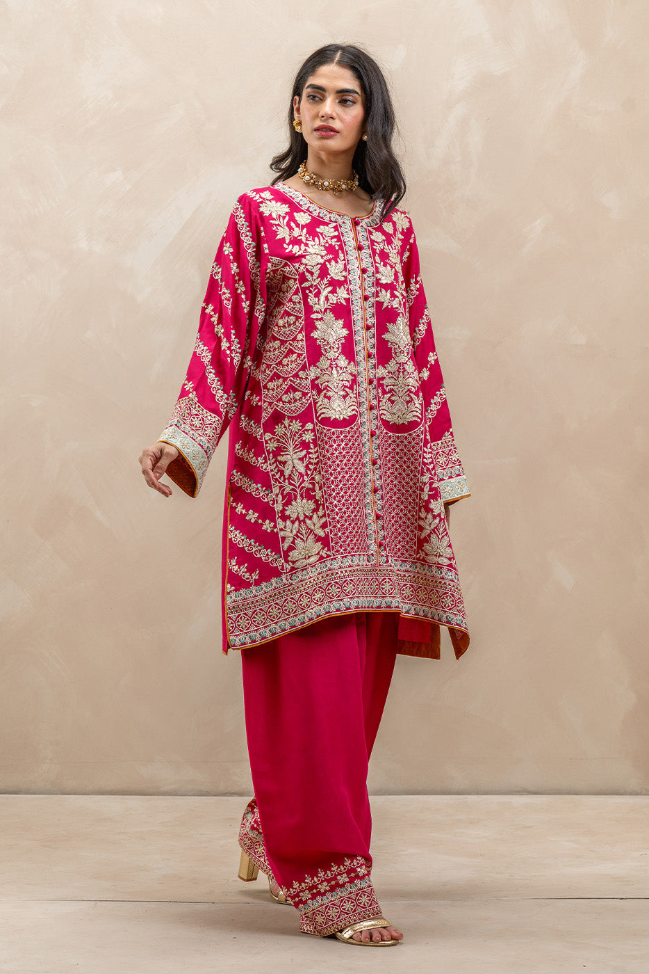 2 PIECE EMBROIDERED RAW SILK SUIT (LUXURY-PRET)