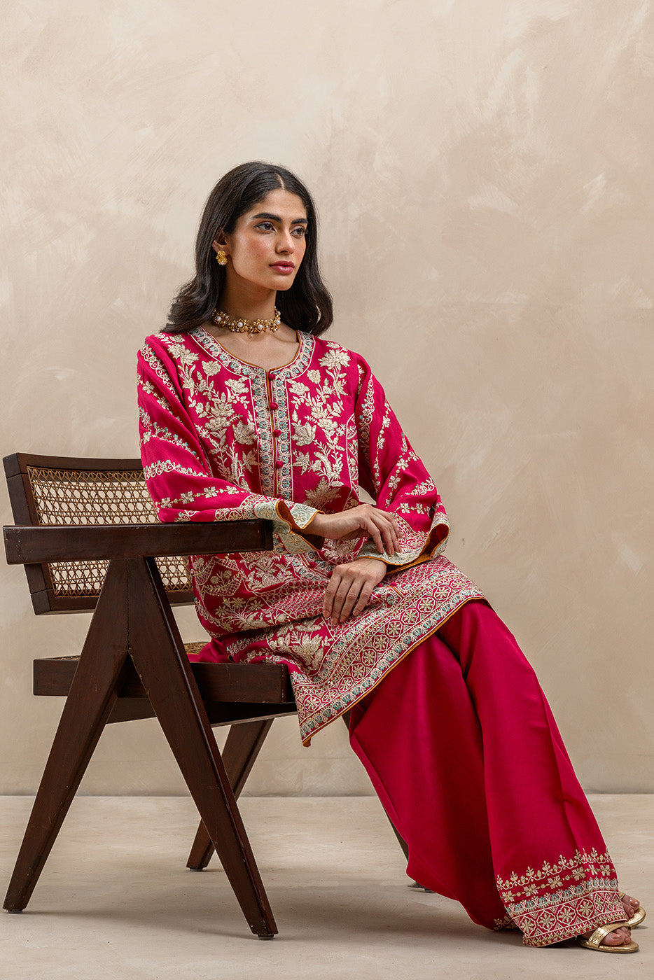 2 PIECE EMBROIDERED RAW SILK SUIT (LUXURY-PRET)