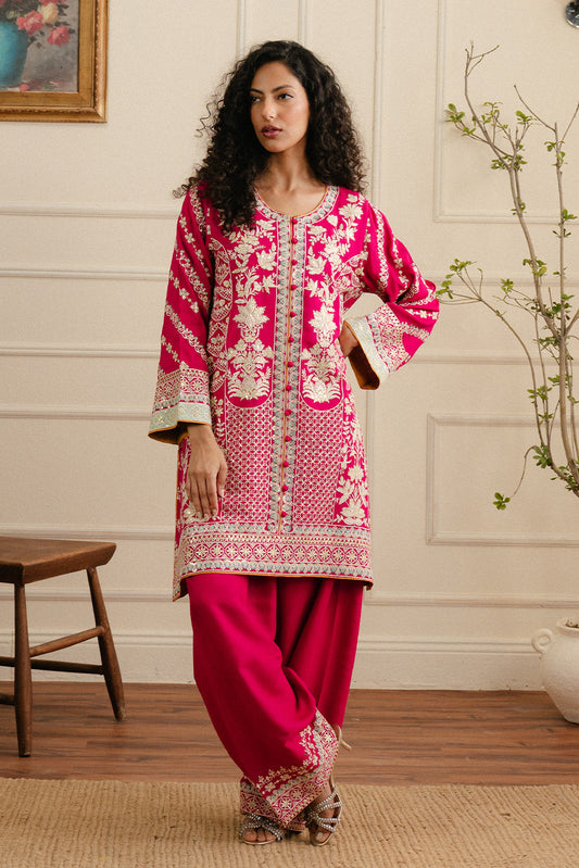 2 PIECE EMBROIDERED RAW SILK SUIT (LUXURY-PRET)