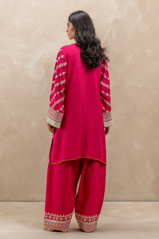 2 PIECE EMBROIDERED RAW SILK SUIT (LUXURY-PRET)