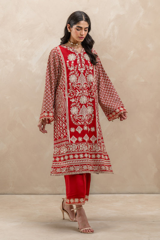 2 PIECE EMBROIDERED RAW SILK SUIT (LUXURY-PRET)