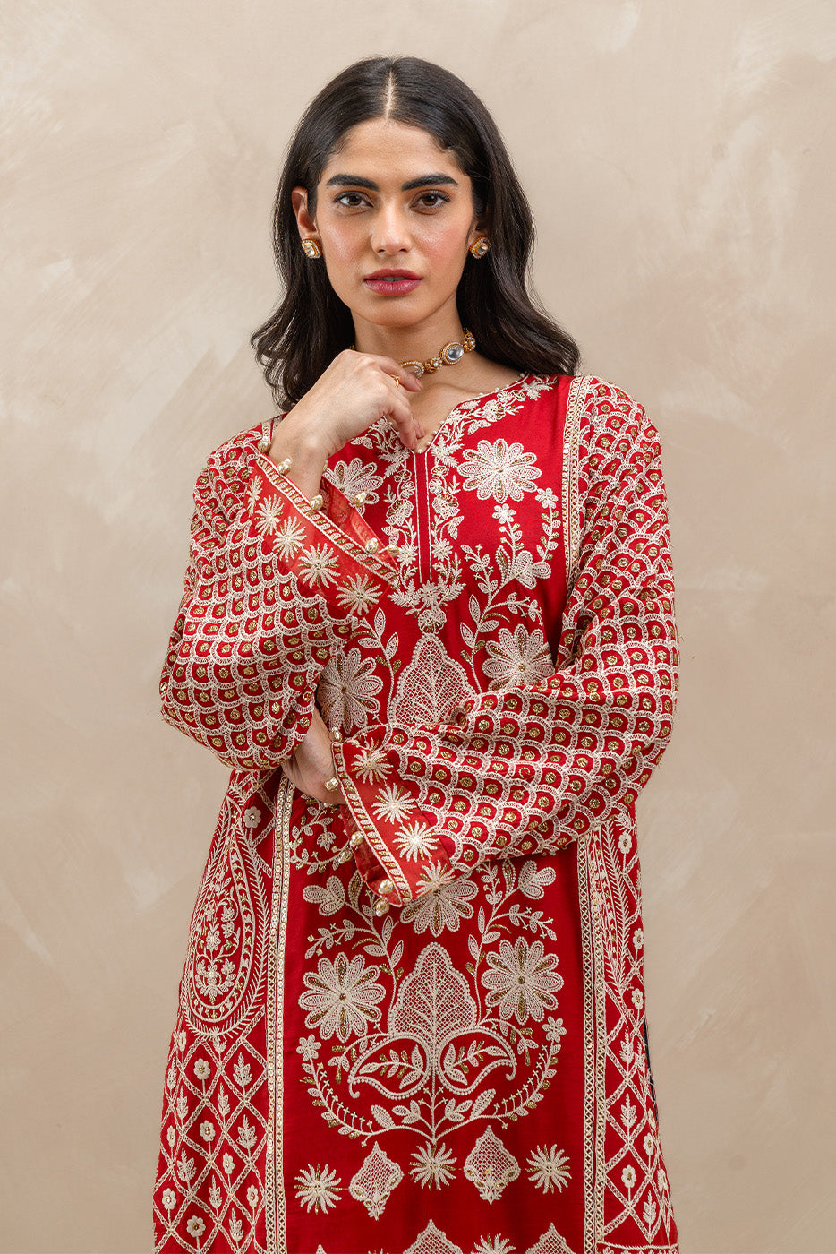 2 PIECE EMBROIDERED RAW SILK SUIT (LUXURY-PRET)