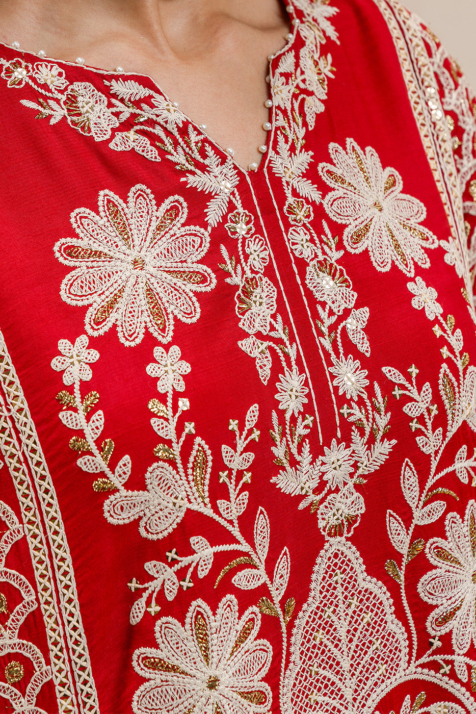 2 PIECE EMBROIDERED RAW SILK SUIT (LUXURY-PRET)