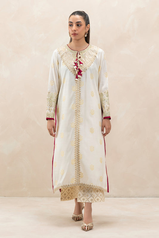 2 PIECE EMBROIDERED RAW SILK JACQUARD SUIT (LUXURY-PRET)