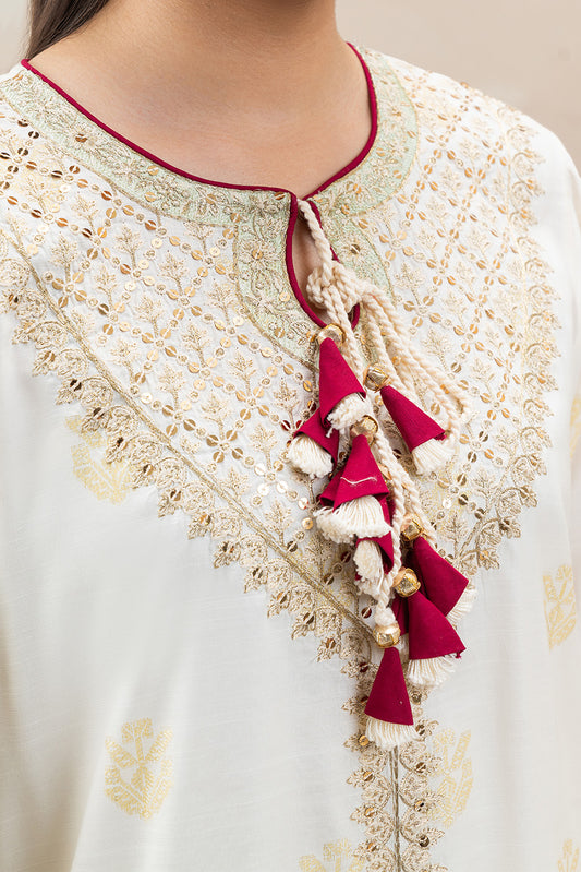 2 PIECE EMBROIDERED RAW SILK JACQUARD SUIT (LUXURY-PRET)