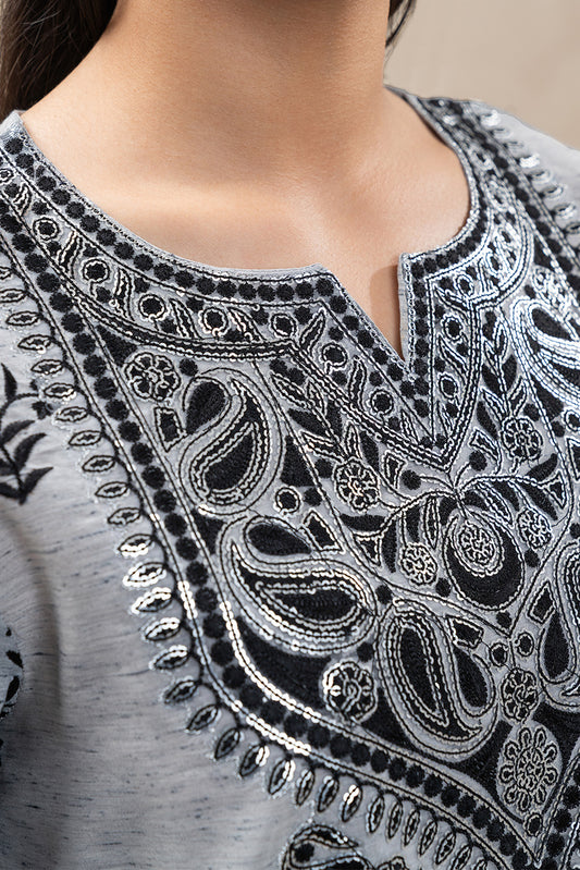2 PIECE EMBROIDERED MULTI NEPS SHIRT (LUXURY-PRET)