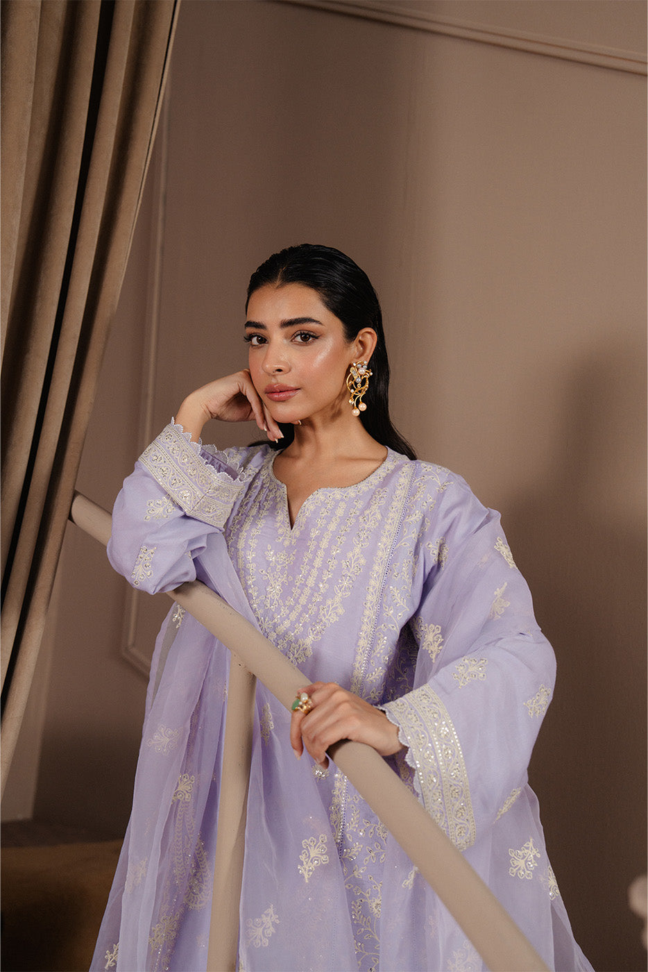 3 PIECE EMBROIDERED RAW SILK SUIT (LUXURY-PRET)