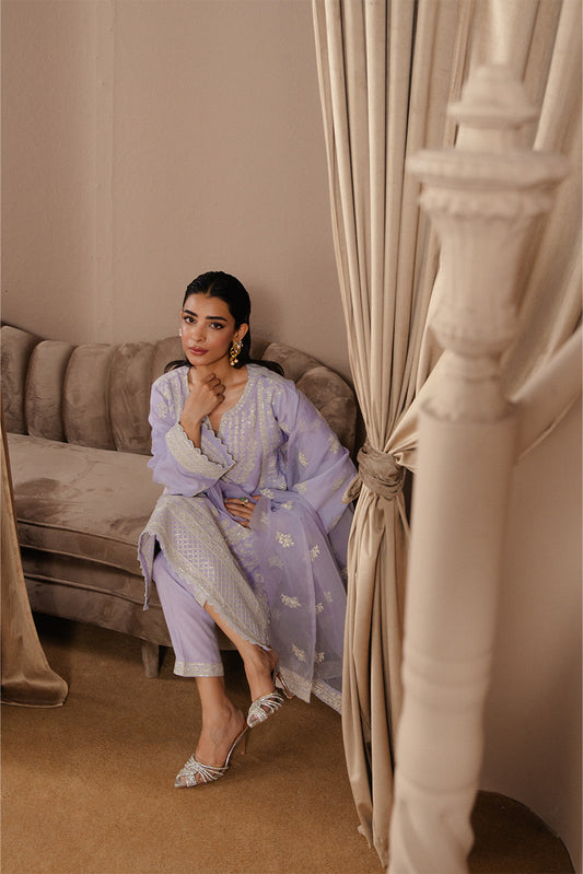 3 PIECE EMBROIDERED RAW SILK SUIT (LUXURY-PRET)