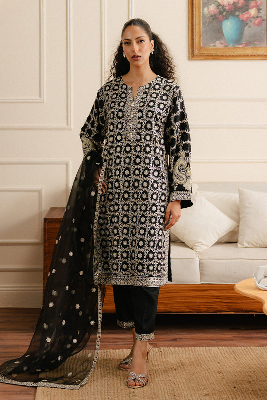 3 PIECE EMBROIDERED SILK SUIT (LUXURY-PRET)