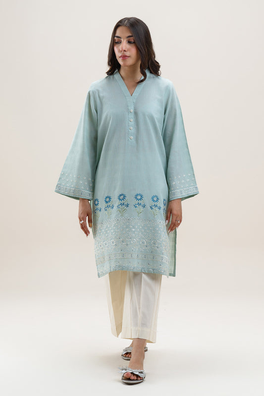 EMBROIDERED PEACH DORIA SHIRT (PRET)