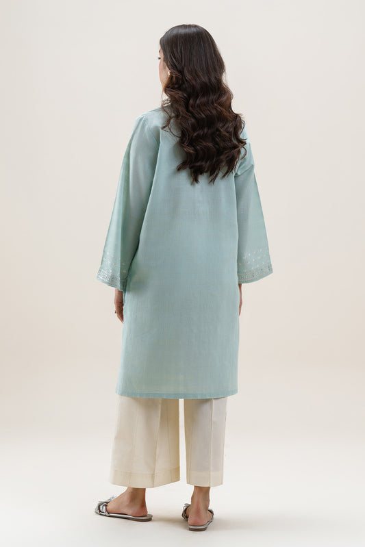 EMBROIDERED PEACH DORIA SHIRT (PRET)