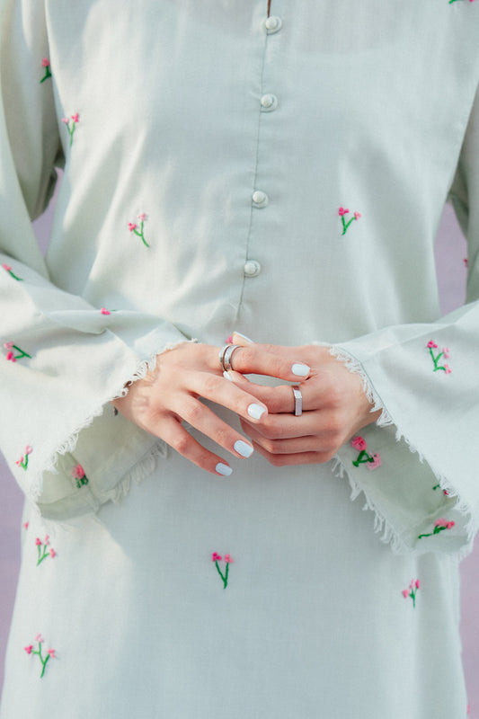 HAND EMBROIDERED YARN DYED SHIRT (PRET)