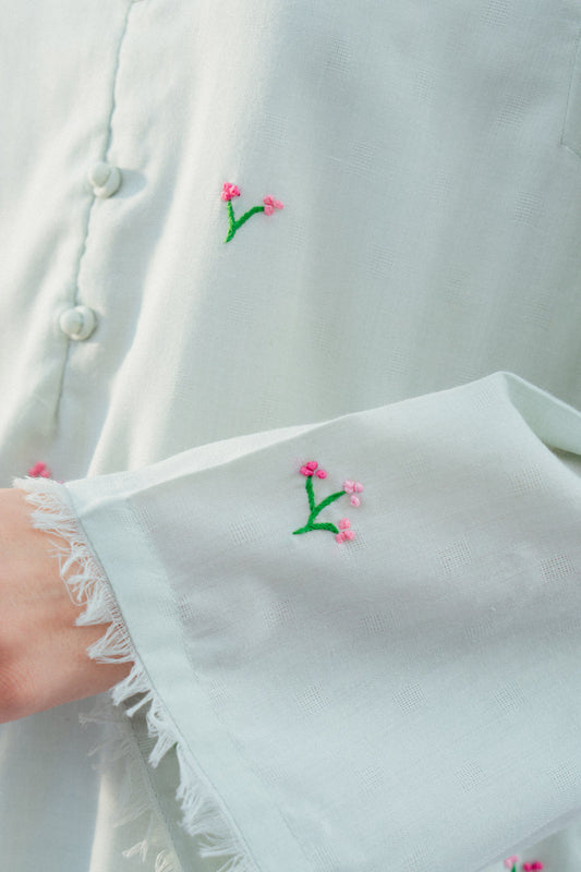 HAND EMBROIDERED YARN DYED SHIRT (PRET)