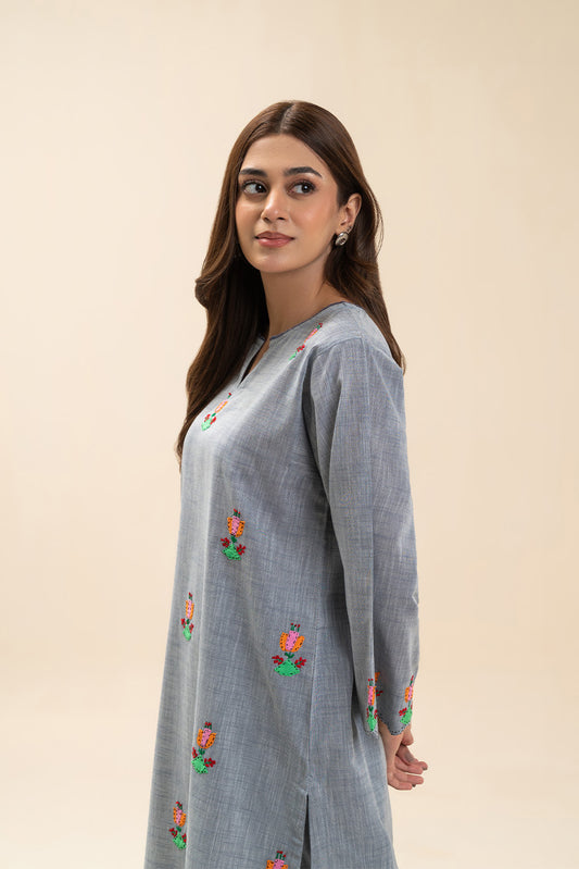 2 PIECE SOLID CHAMBRAY SUIT (PRET)