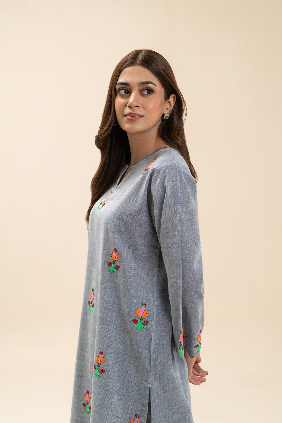2 PIECE SOLID CHAMBRAY SUIT (PRET)