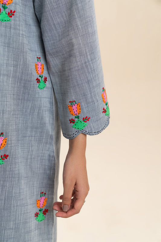 2 PIECE SOLID CHAMBRAY SUIT (PRET)