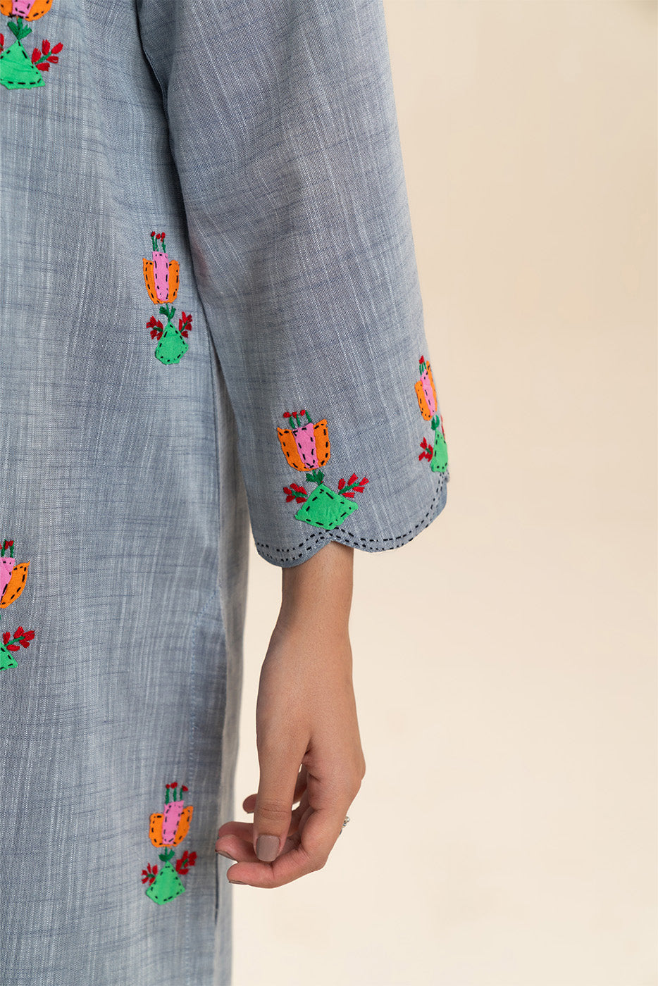 2 PIECE SOLID CHAMBRAY SUIT (PRET)