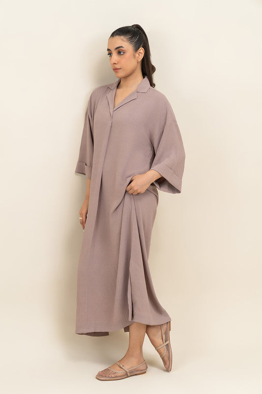 NOTCH COLLAR LOOSE FIT DRESS