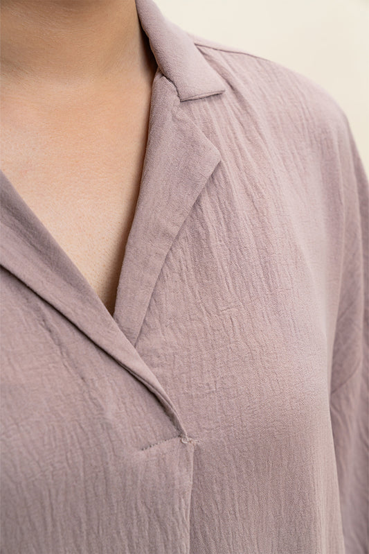 NOTCH COLLAR LOOSE FIT DRESS