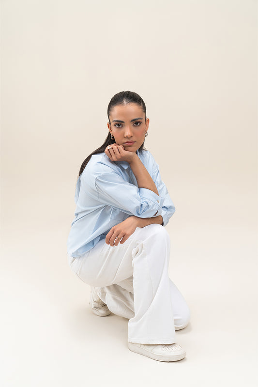 CROPPED BUTTON-THROUGH BOXY SHIRT