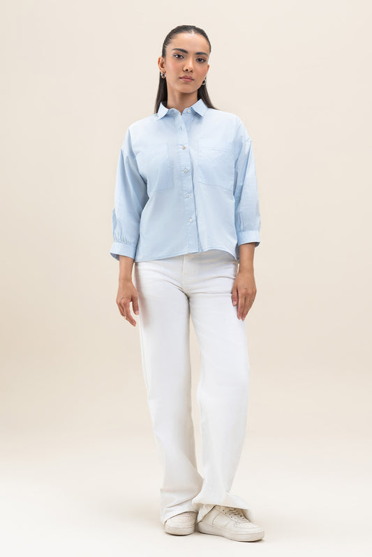 CROPPED BUTTON-THROUGH BOXY SHIRT