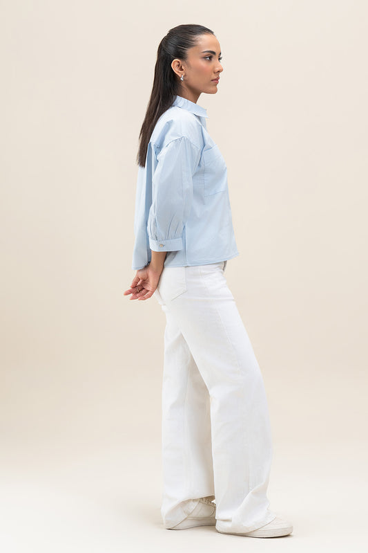 CROPPED BUTTON-THROUGH BOXY SHIRT