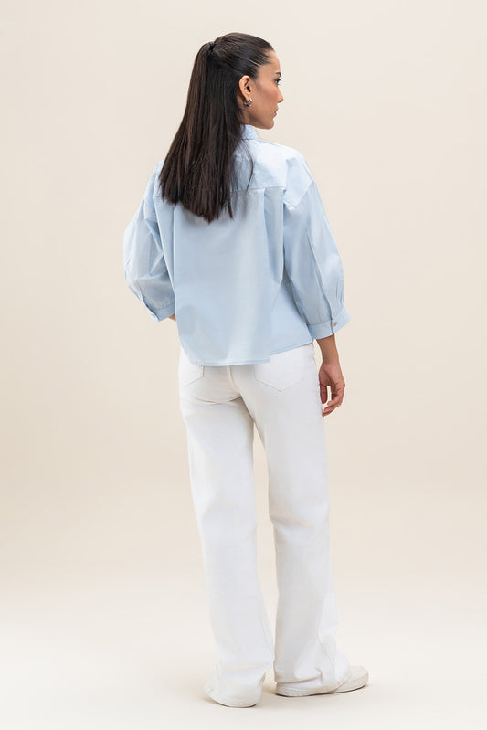 CROPPED BUTTON-THROUGH BOXY SHIRT