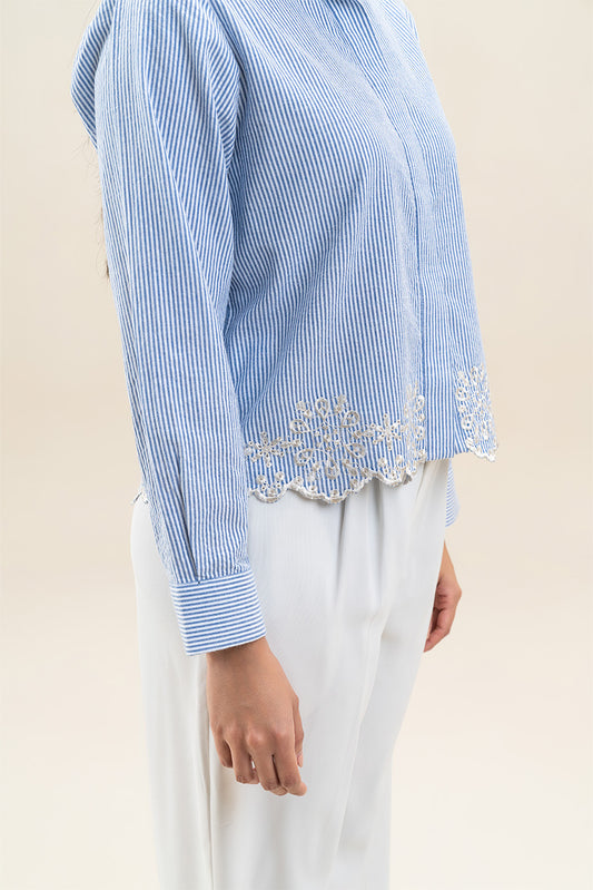 BUTTON-THROUGH EMBROIDERED SHIRT