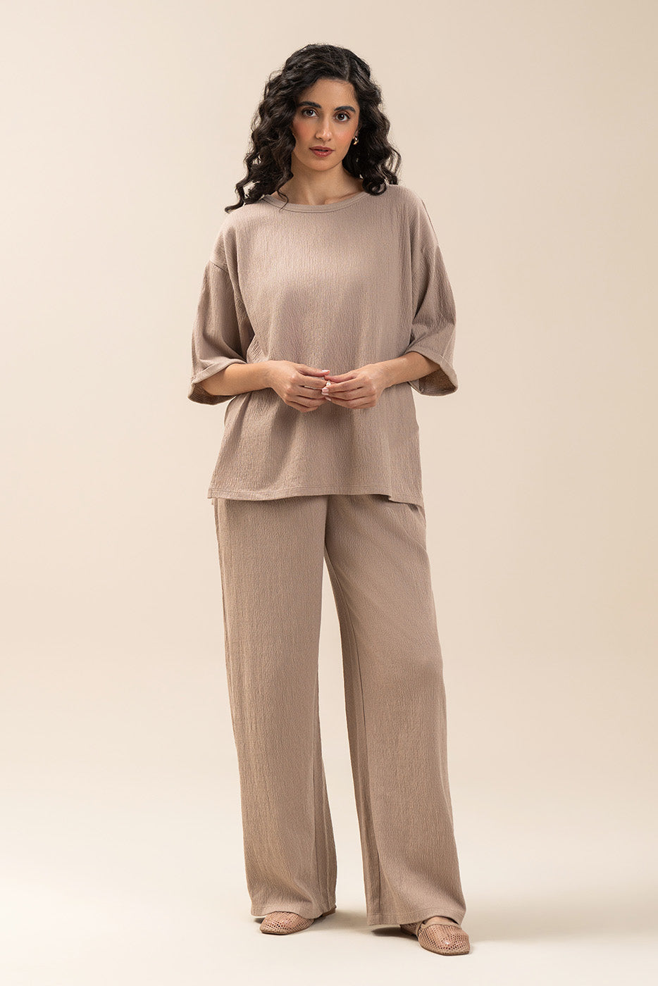 SEER SUCKER WIDE LEG TROUSER