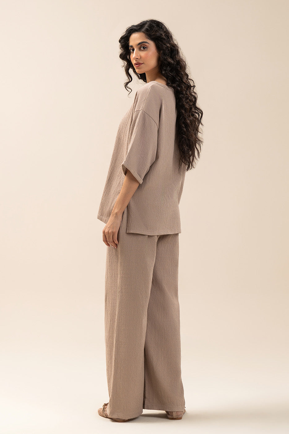 SEER SUCKER WIDE LEG TROUSER