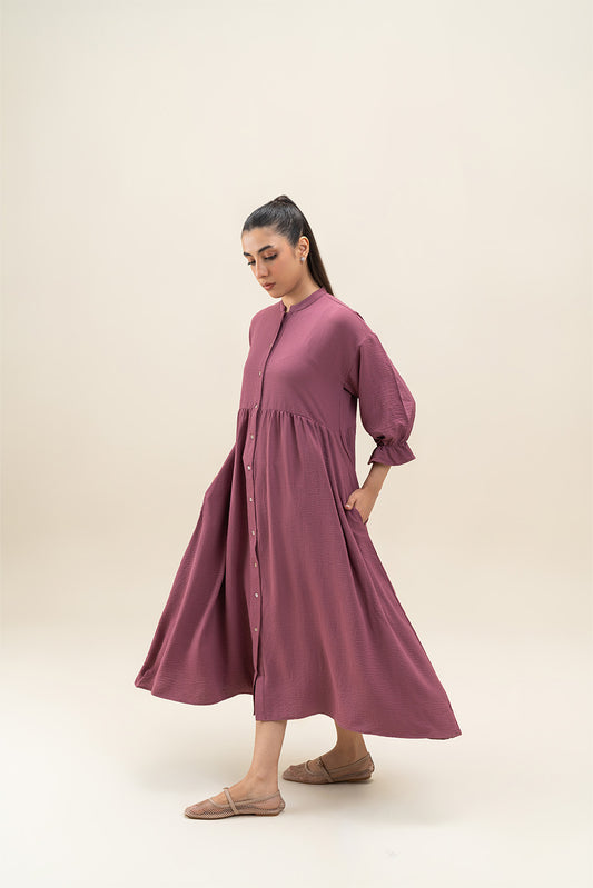 SOLID FLOWY LONG DRESS