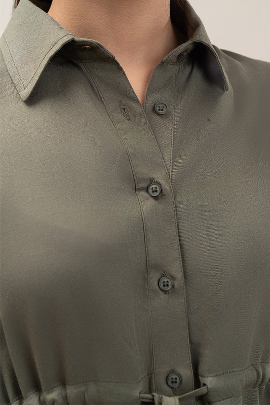 BUTTON-THROUGH ADJUSTABLE WAIST TOP
