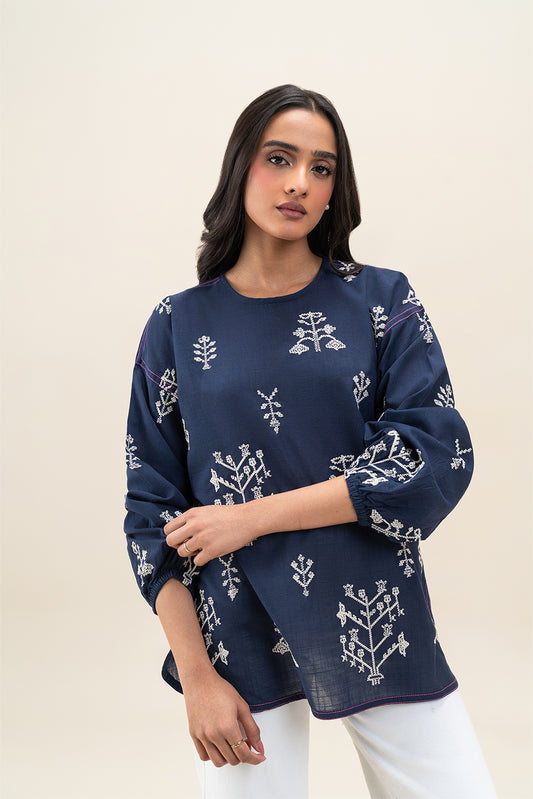 EMBROIDERED SLUB LAWN TOP (PRET)