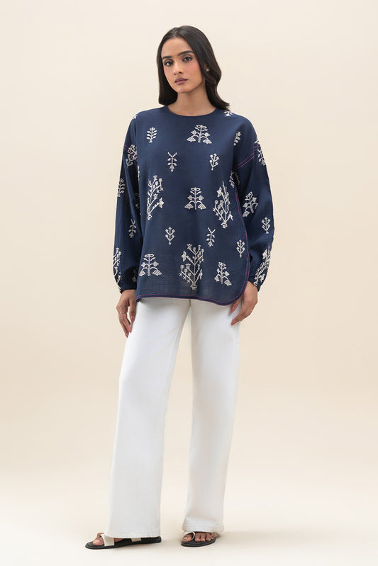 EMBROIDERED SLUB LAWN TOP (PRET)
