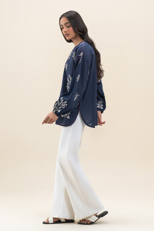 EMBROIDERED SLUB LAWN TOP (PRET)